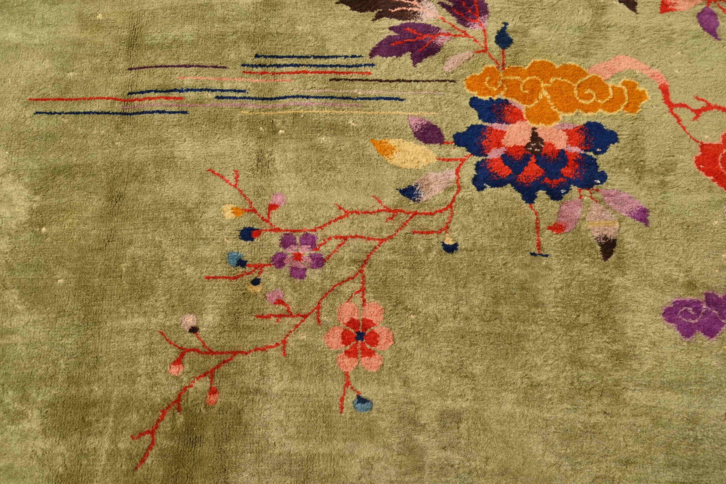 Antique Chinese Art Deco Hand-Knotted Room Size Wool Rug, Circa 1930s 11