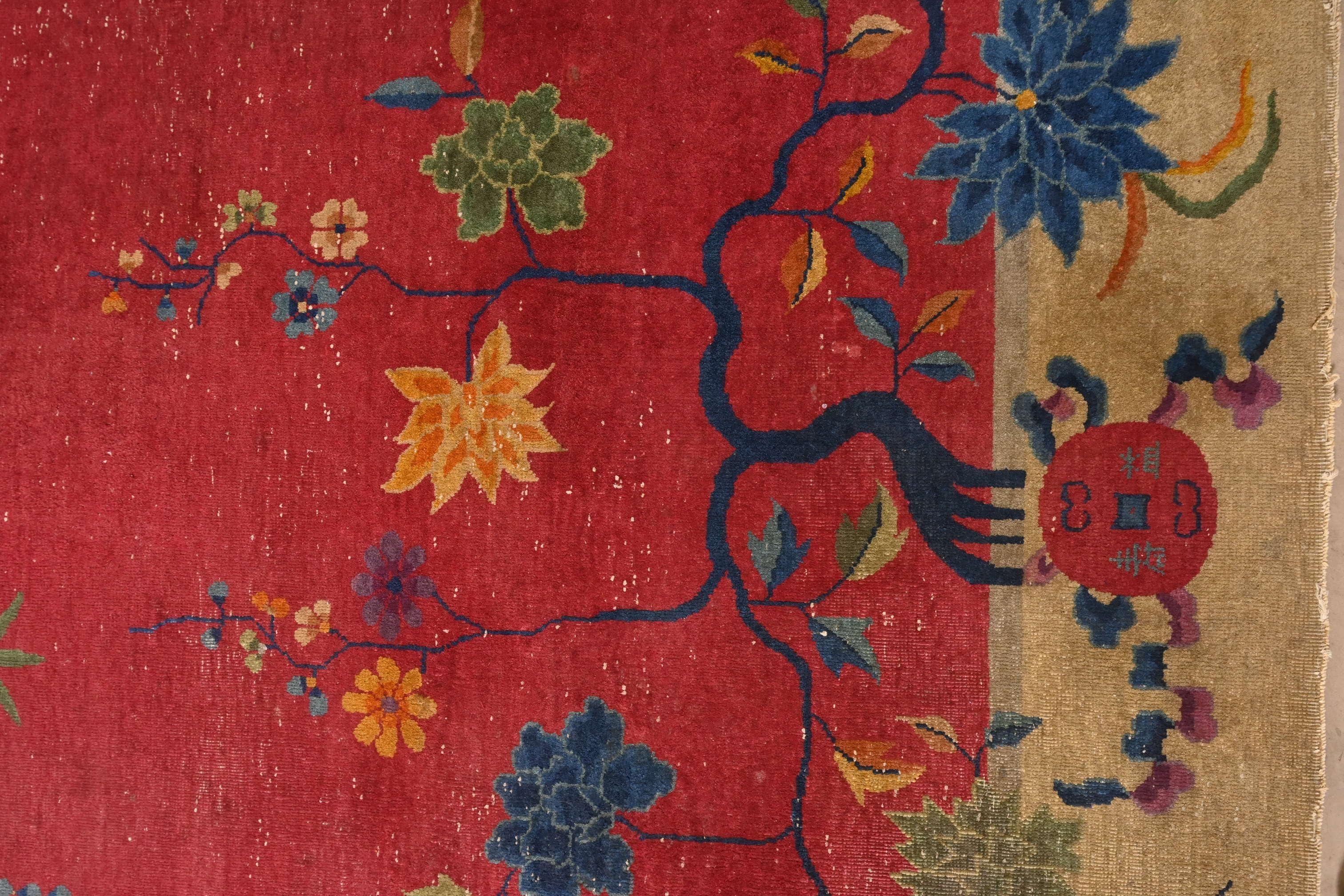 Laine Antique tapis de laine Nichols Rugs, noué à la main, Circa 1920 en vente