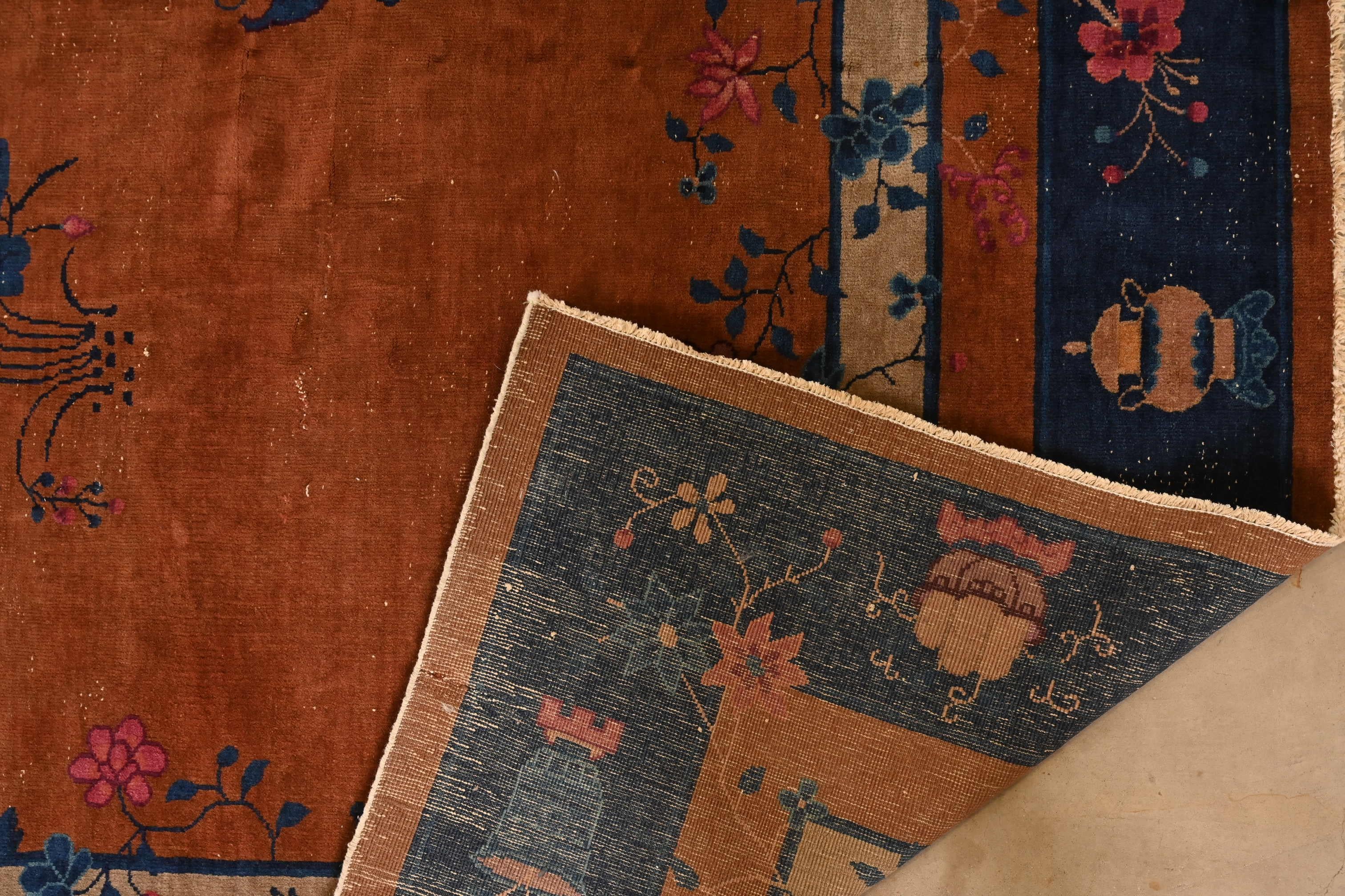 Antiguo Art Deco chino Nichols Alfombra de lana anudada a mano, tamaño de habitación, circa años 20 en venta 1