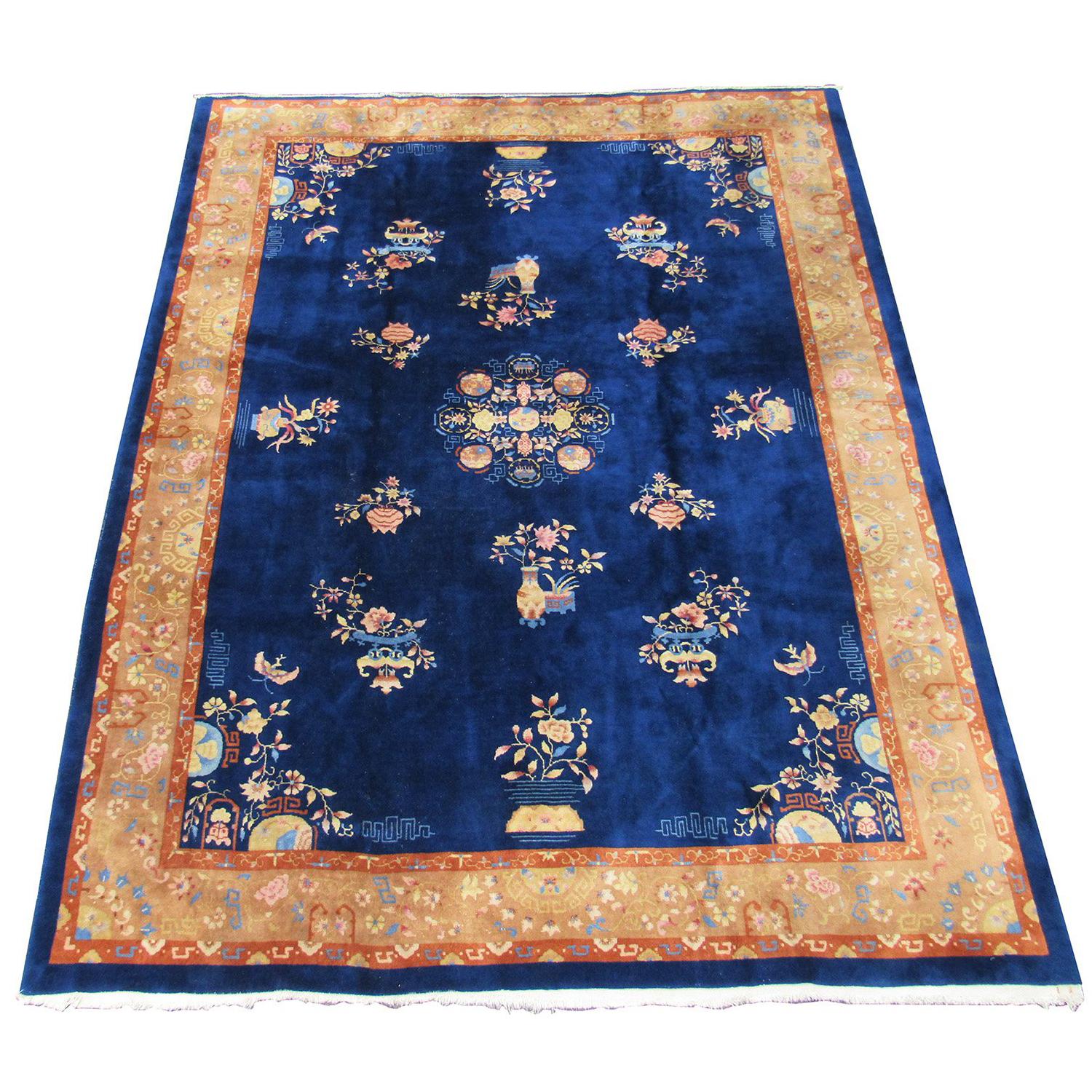 Antique Chinese Art Deco Oriental “Nichols” Carpet in Excellent Condition For Sale