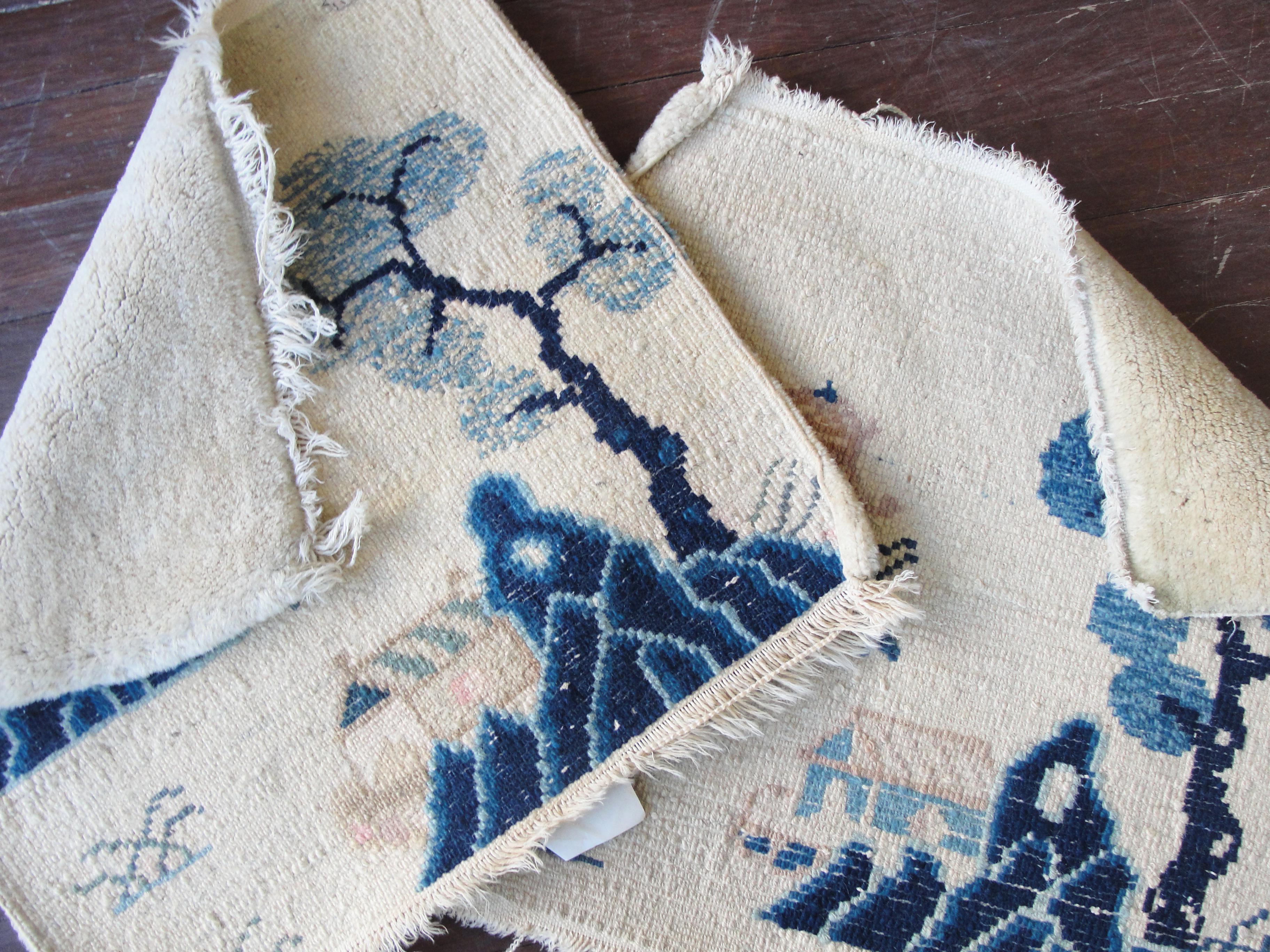 Wool  Antique Chinese art Deco/Peking Rugs, A Pair