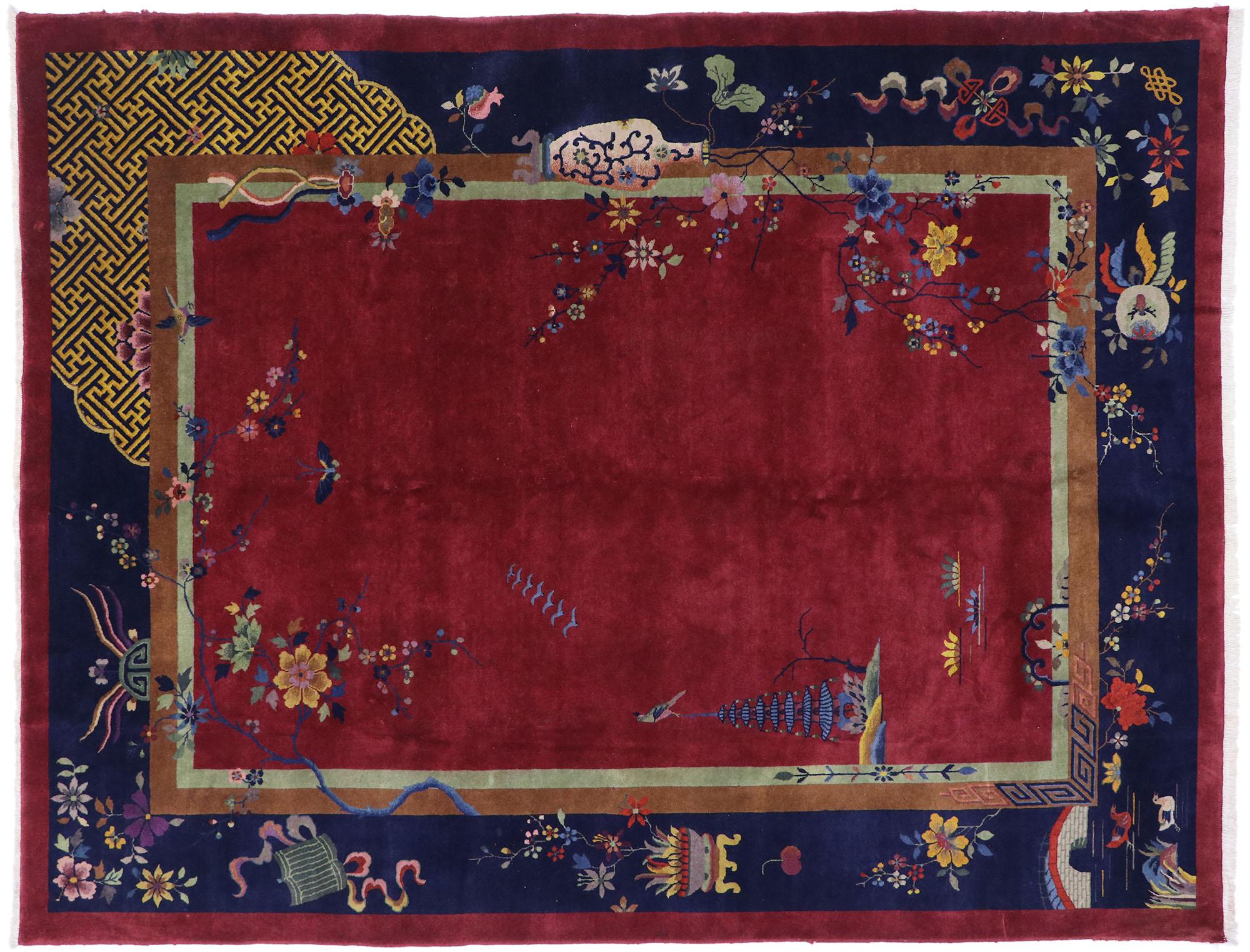 Alfombra china antigua Art Decó de 1920 con estilo de la Era del Jazz en venta 1