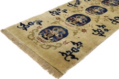 Antique Chinese Art Deco Pictorial Rug with Buddha Statues