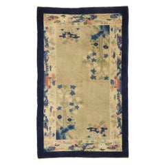 Tapis antique chinois Art Déco avec scènes de paysage de village de pêcheurs