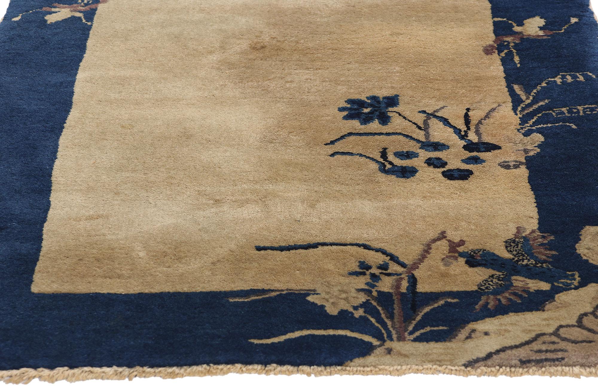 Noué à la main Tapis Art déco chinois ancien, 02'07 x 04'10 en vente