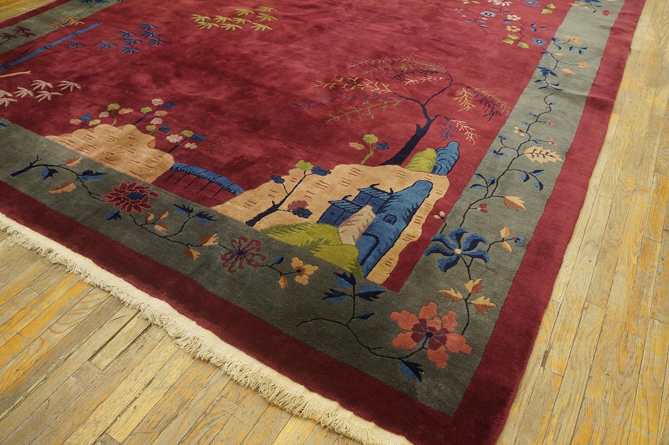 Wool 1920s Chinese Art Deco Carpet  ( 10' x 17'2