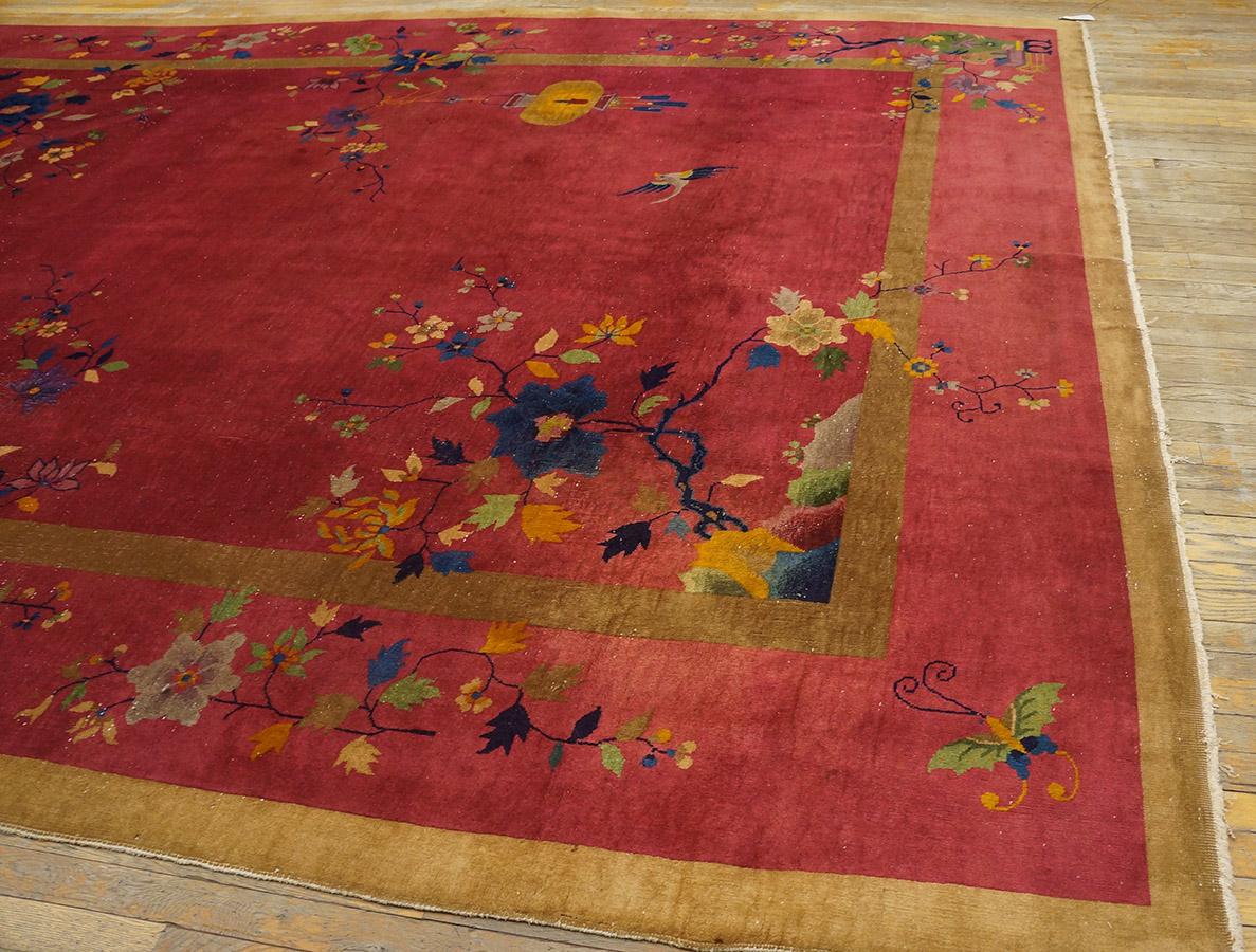 Wool 1920s Chinese Art Deco Carpet ( 10' x 14' 2''- 305 x 430 cm ) For Sale