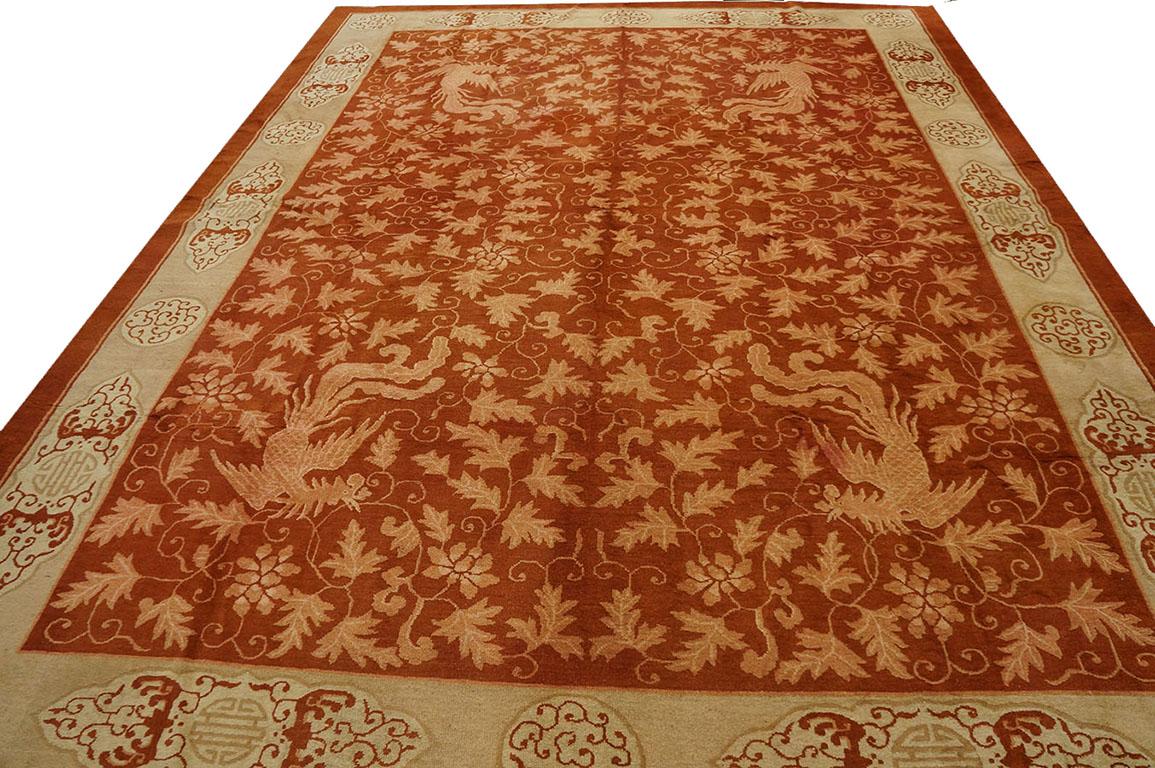Wool 1920s Chinese Art Deco Carpet ( 10' x 14'2'' - 305 x 412 ) For Sale