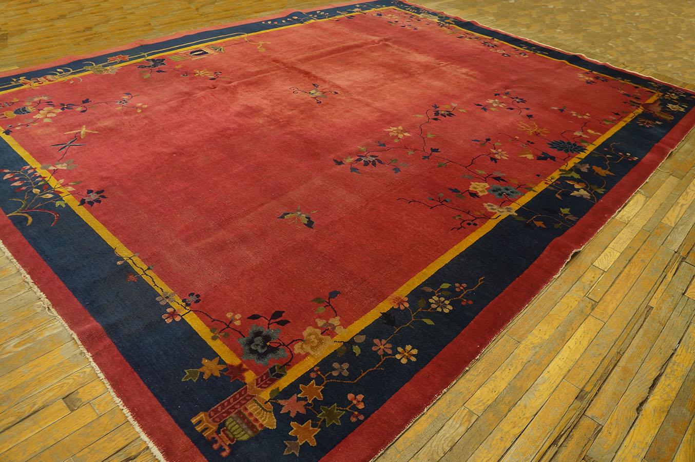 1920s Chinese Art Deco Carpet on Pink Background ( 10'3