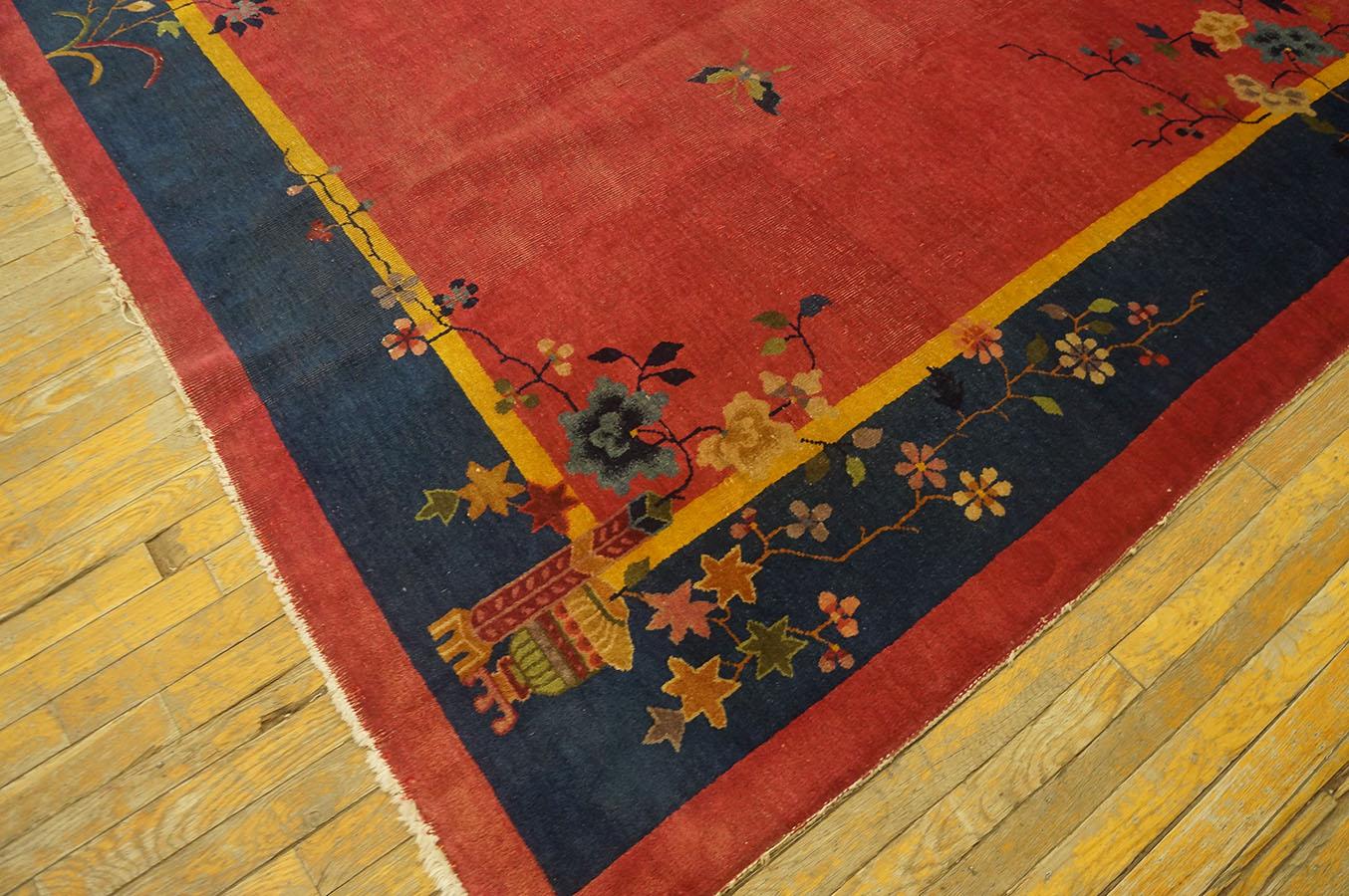 Hand-Knotted 1920s Chinese Art Deco Carpet ( 10'3