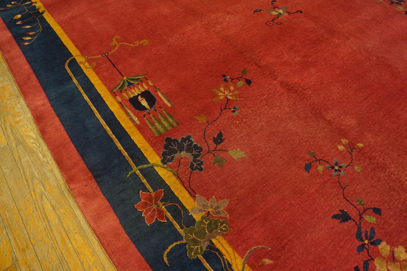 Wool 1920s Chinese Art Deco Carpet ( 10'3