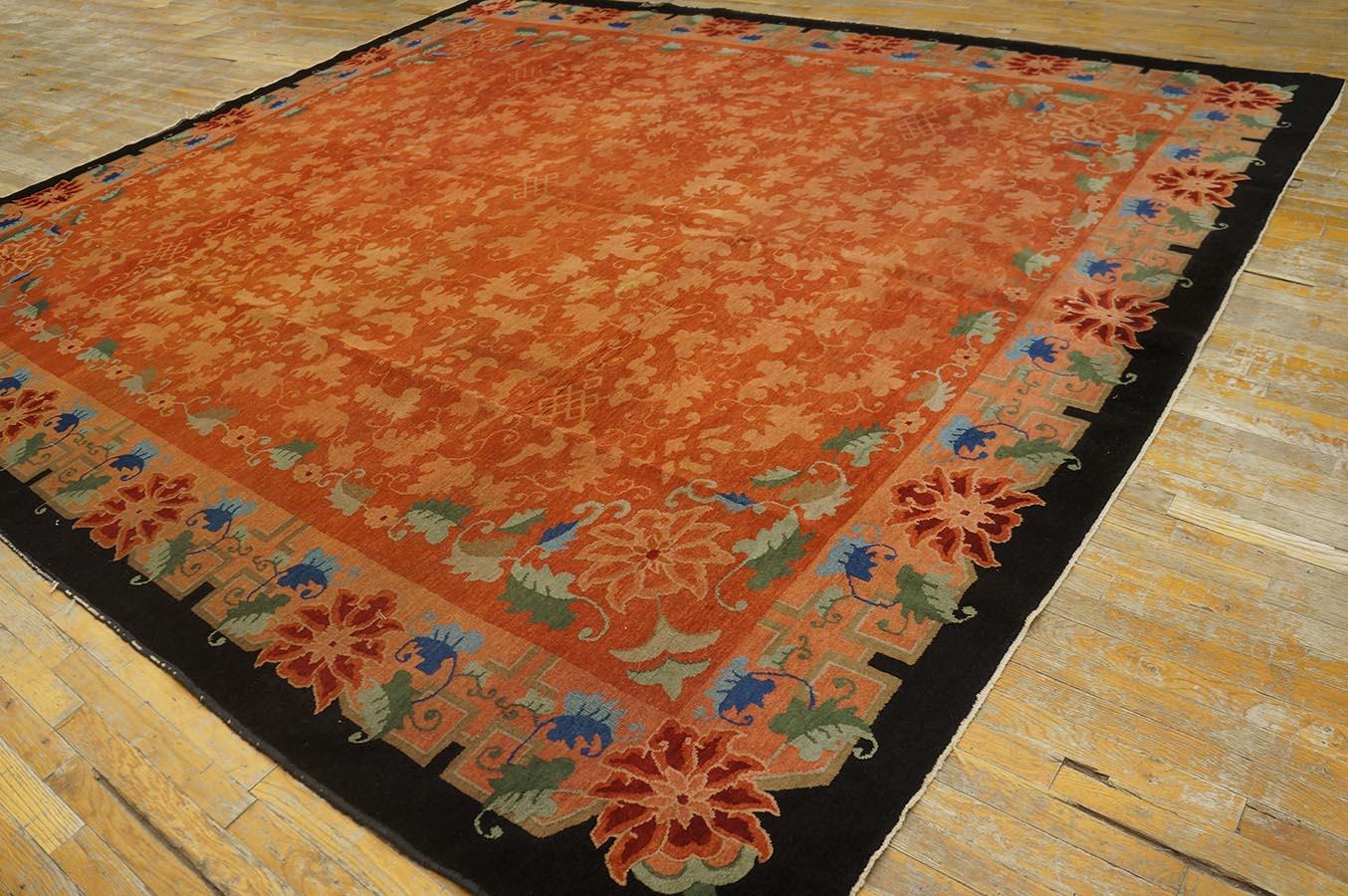 Hand-Knotted 1920s Chinese Art Deco Carpet ( 10' 6