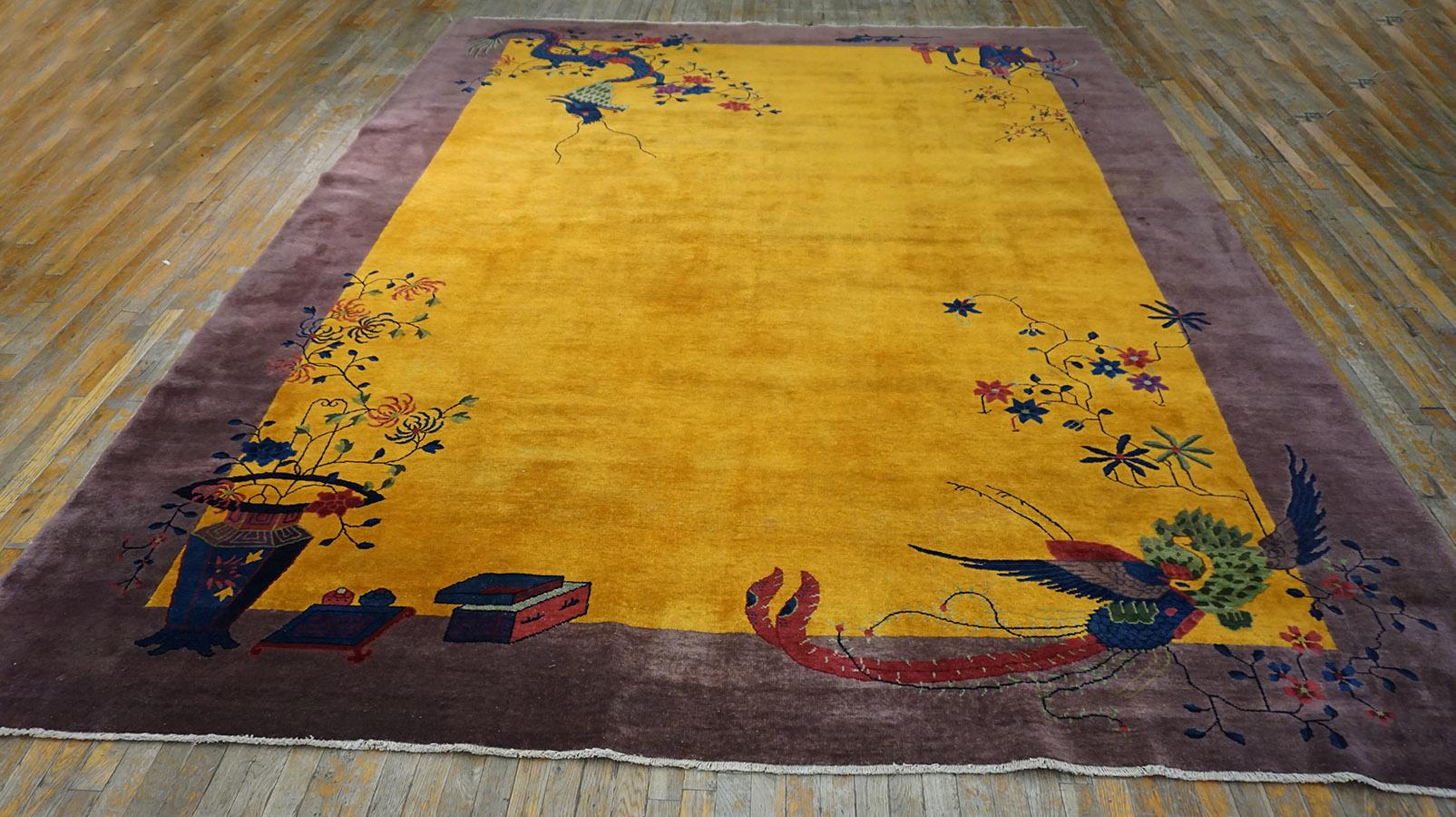 Hand-Knotted 1920s Chinese Art Deco Carpet ( 10' x 13' - 305 x 396 ) For Sale