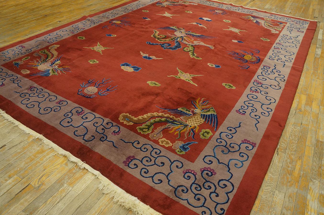 Hand-Knotted 1920s Chinese Art Deco Carpet ( 10' x 13'6