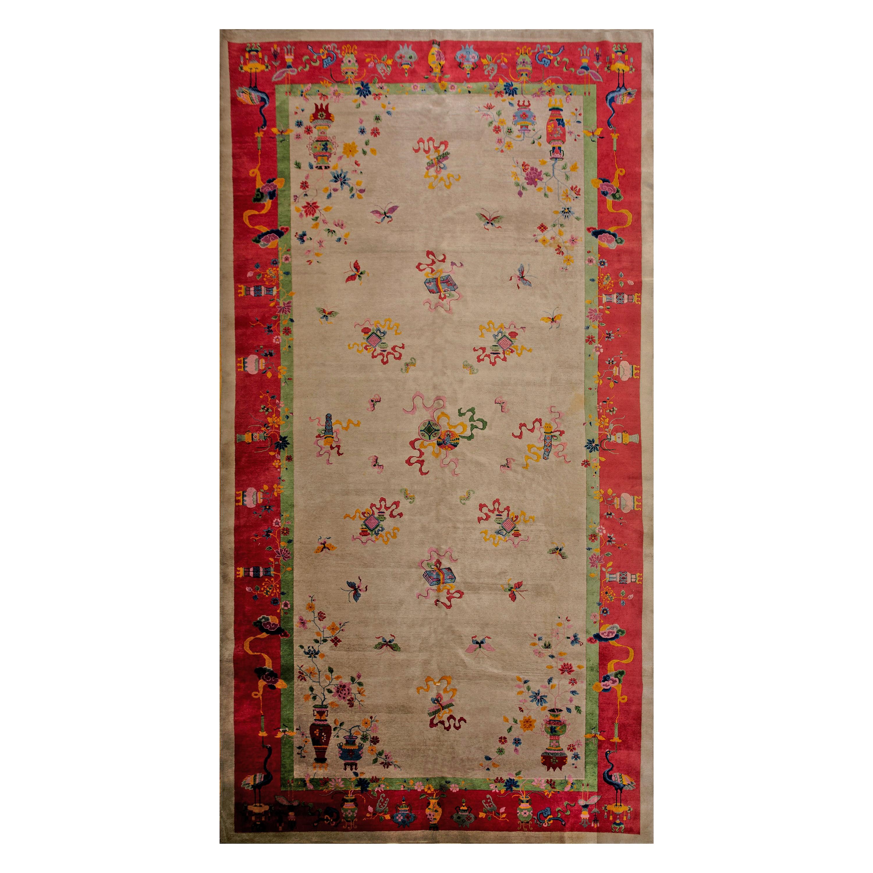 Antique Chinese Art Deco Rug 10' 0" x 19' 4" For Sale