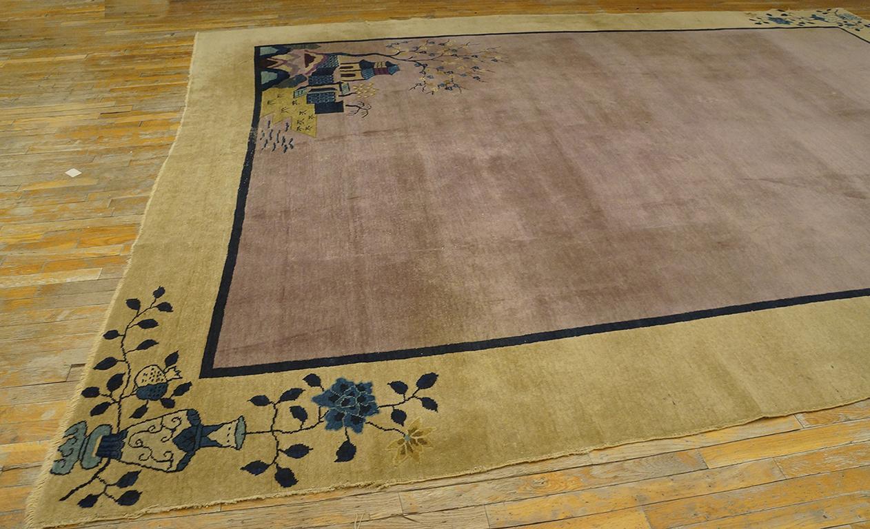 Wool 1920s Chinese Art Deco Carpet ( 10' x 13'2