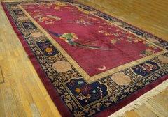 1920s Purple Scene Pictorial Antique Chinese Art Deco Carpet 10'x17'5" Wool Rug