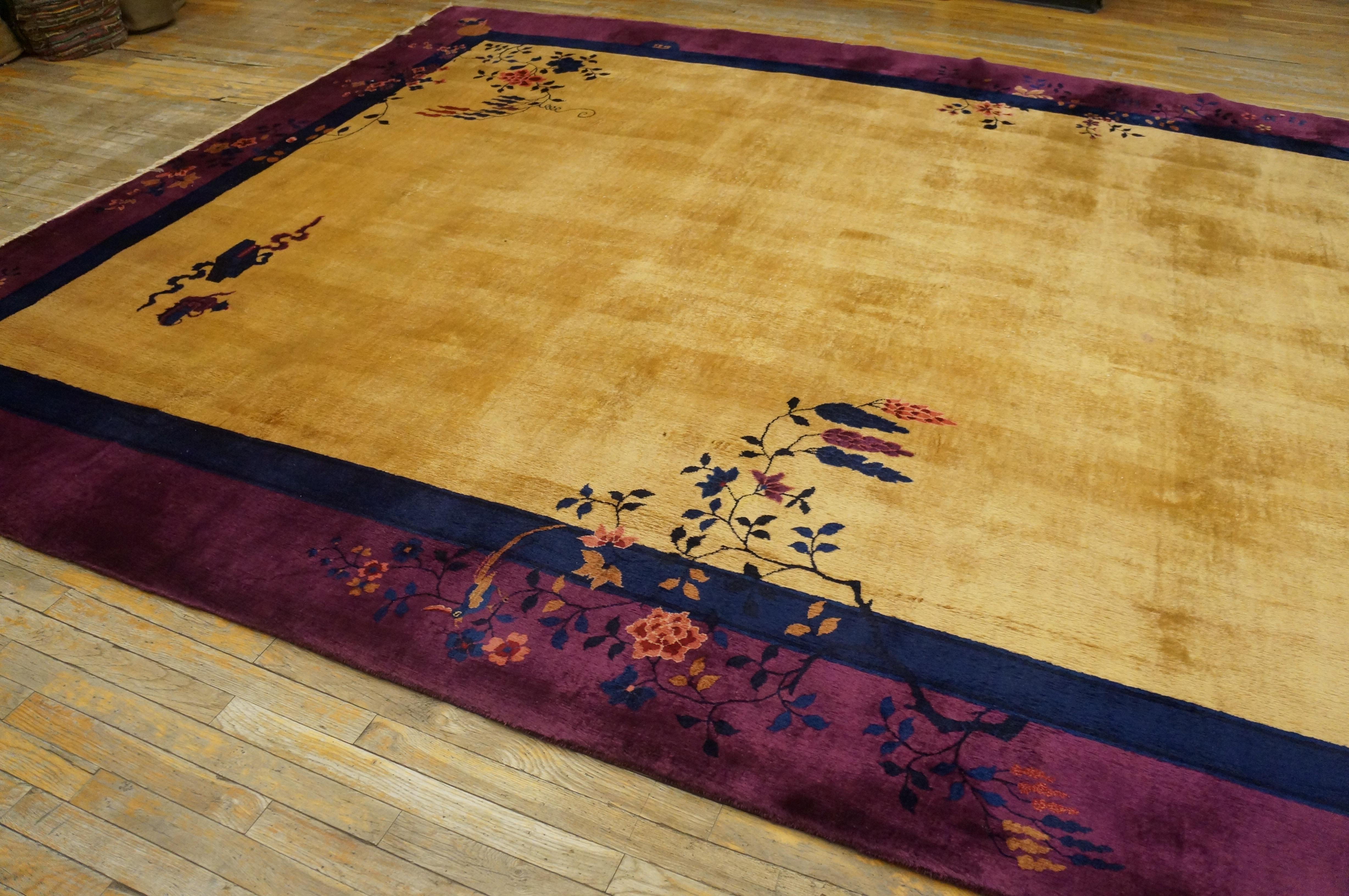 Tapis antique chinois - Art déco, taille : 10'2