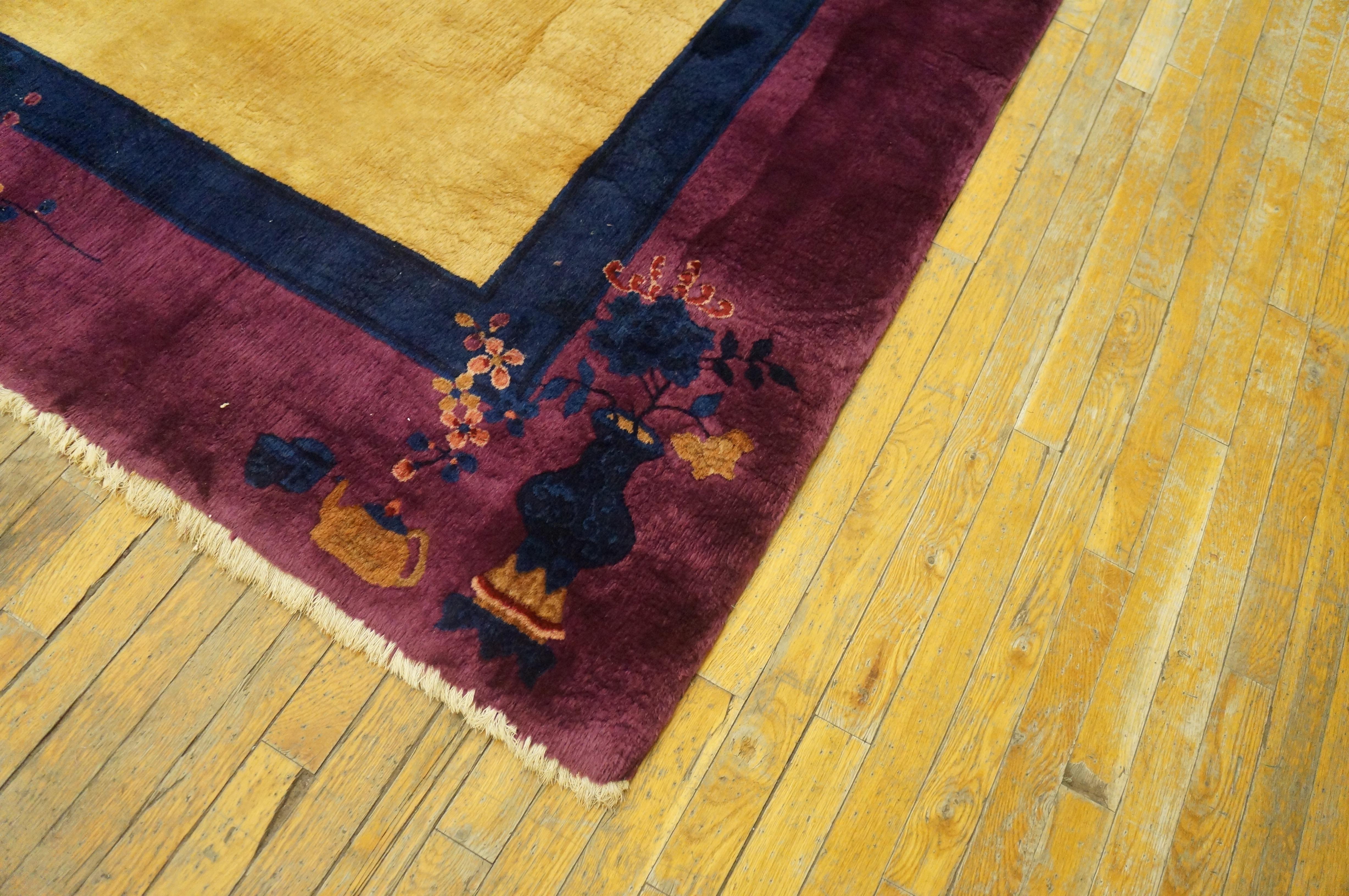 Chinois Tapis Art Déco chinois ancien 10' 2
