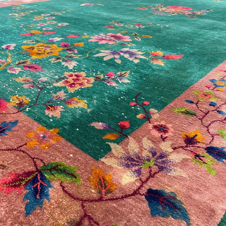 Antique Chinese Art Deco Rug For Sale at 1stDibs
