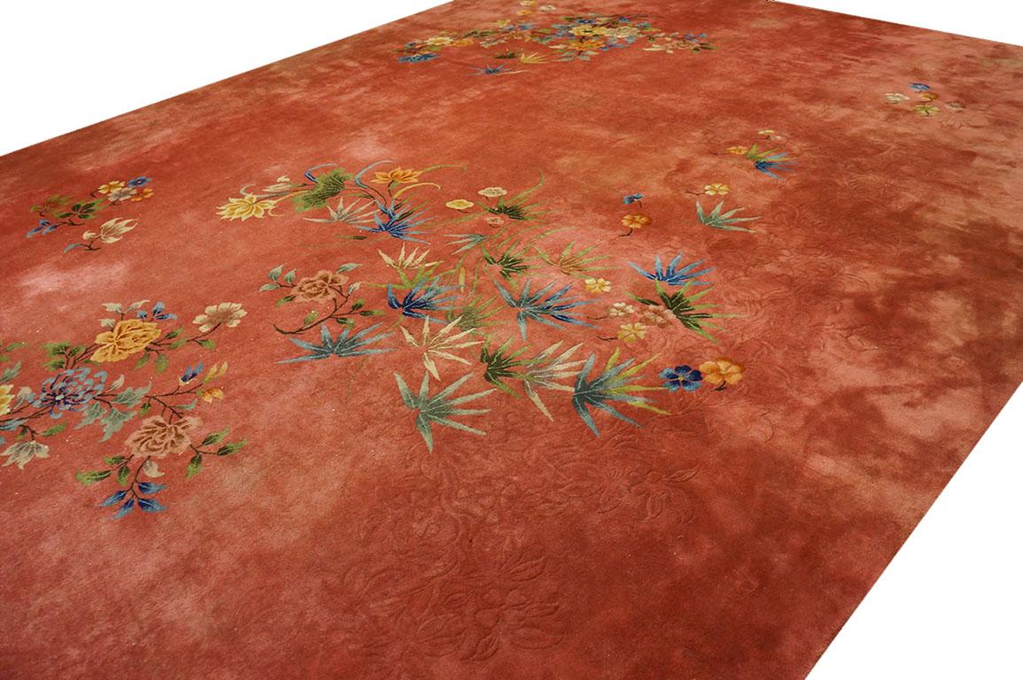 Wool 1930s Chinese Art Deco Carpet ( 11'9