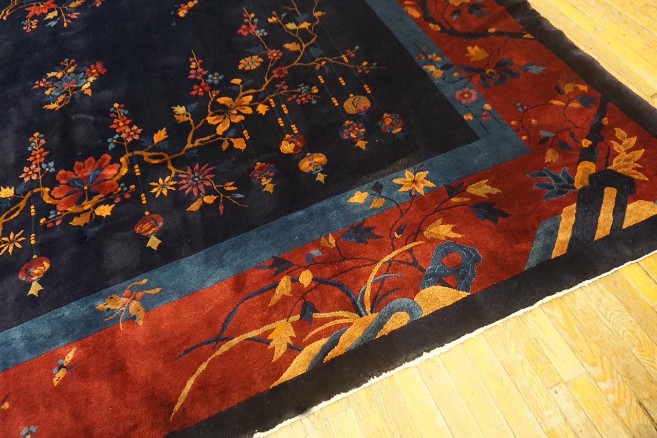 Early 20th Century 1920s Chinese Art Deco Carpet ( 11'2