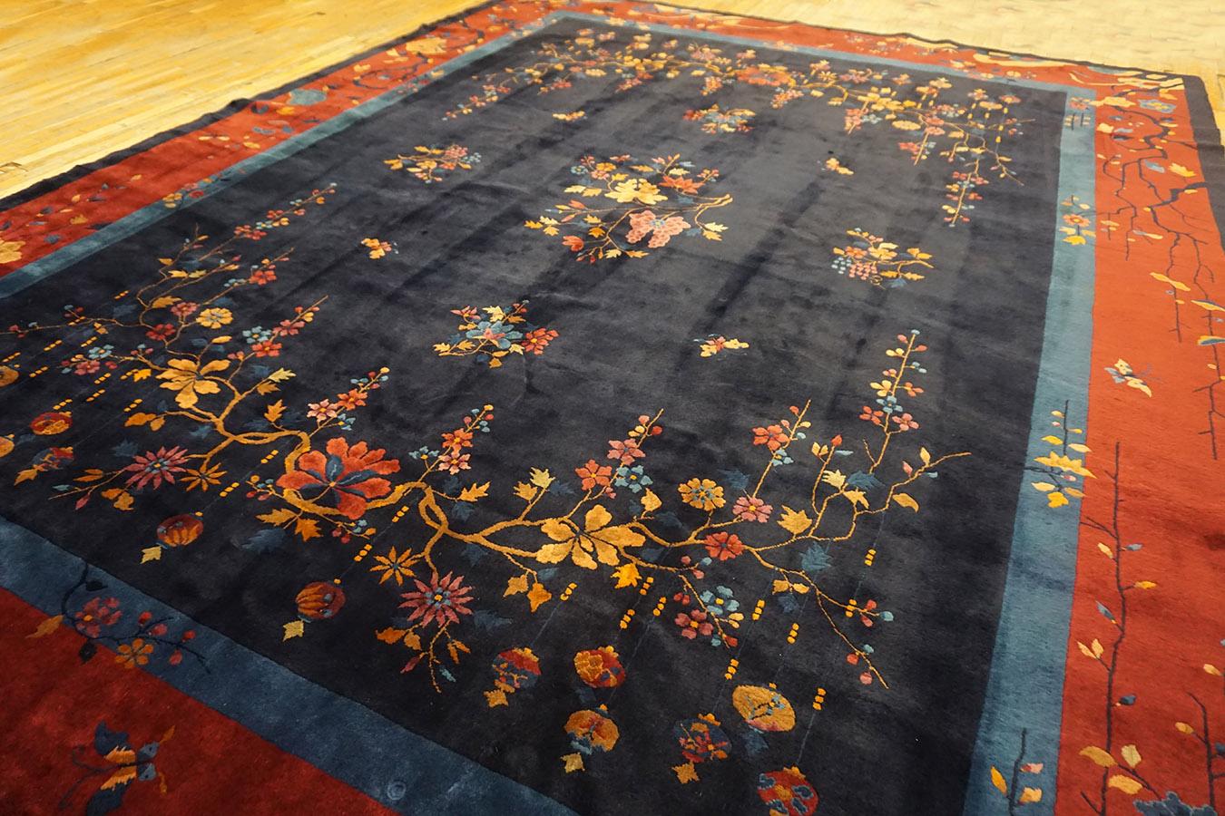 Wool 1920s Chinese Art Deco Carpet ( 11'2
