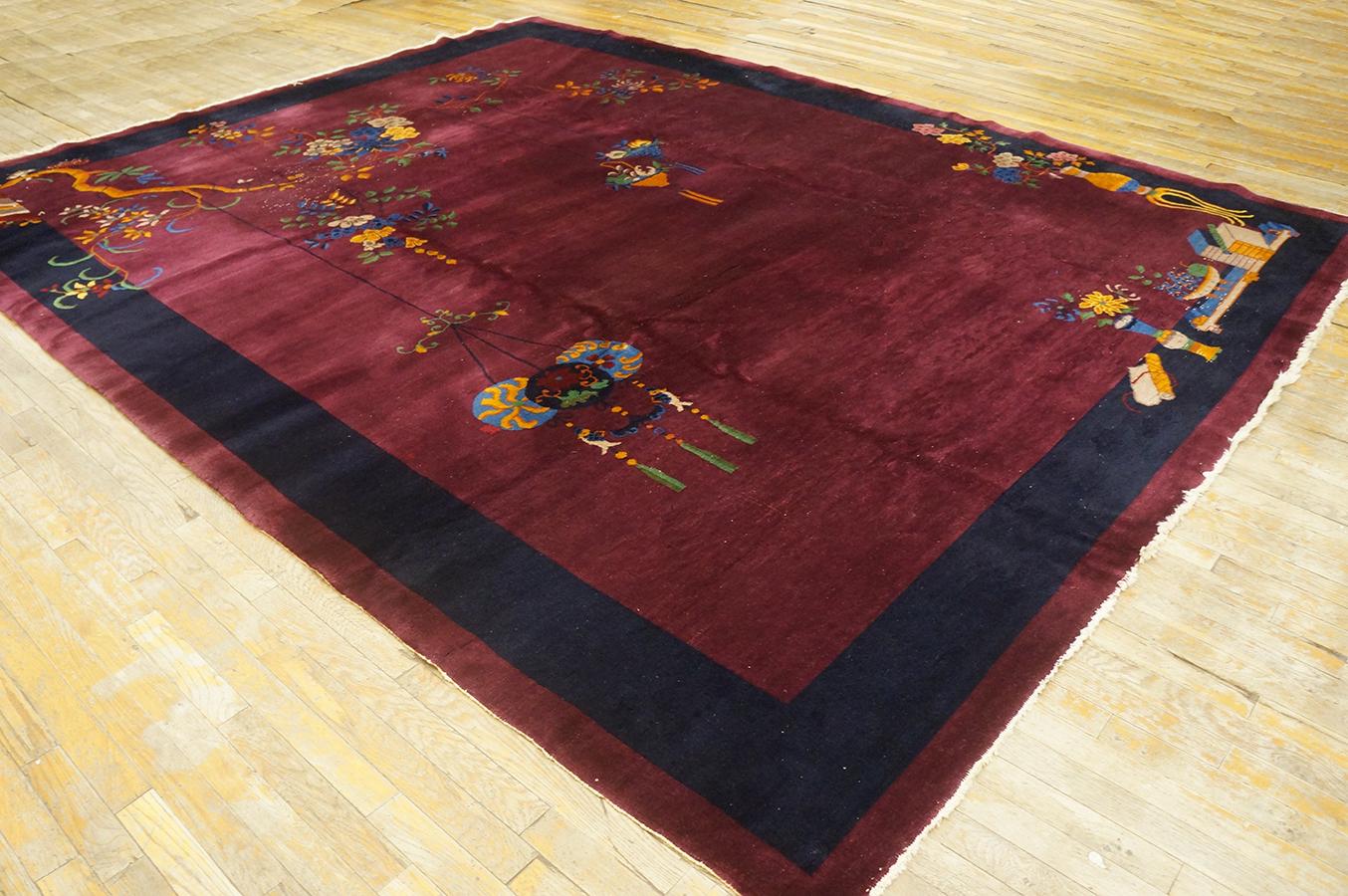 Antique Chinese Art Deco Rug 11' 4'' x 15' 4'' In Good Condition For Sale In New York, NY