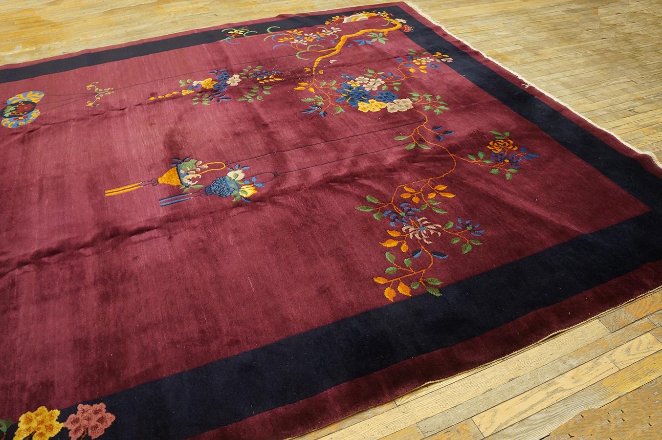 Wool Antique Chinese Art Deco Rug 11' 4'' x 15' 4'' For Sale