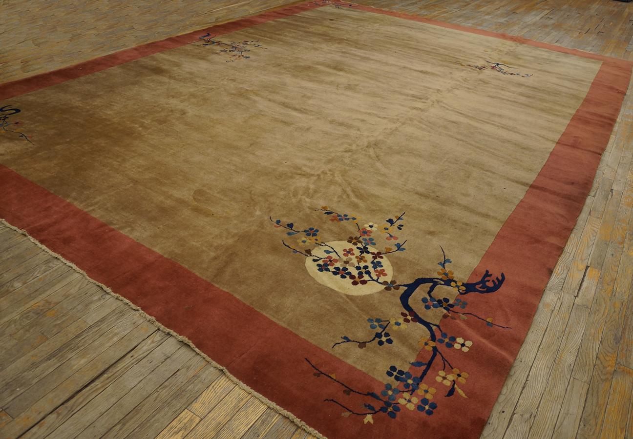 Wool 1920s Chinese Art Deco Carpet ( 11' 4'' x 15' 4'' - 345 x 467 cm ) For Sale