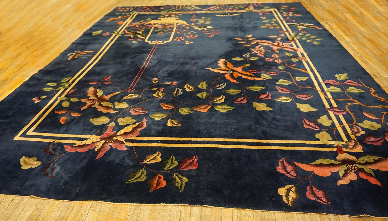 Hand-Knotted 1920s Chinese Art Deco Carpet ( 11'9