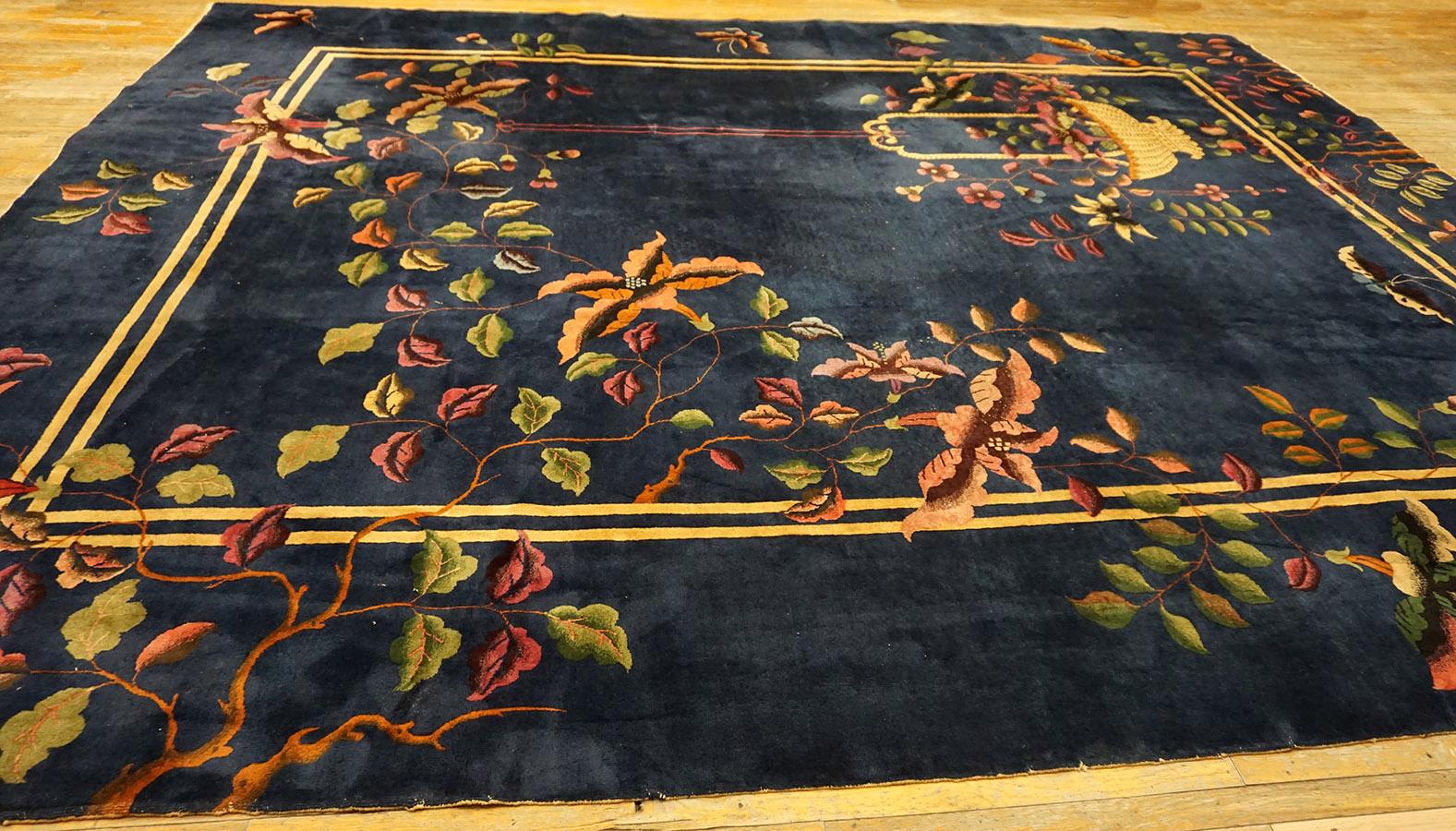 Wool 1920s Chinese Art Deco Carpet ( 11'9