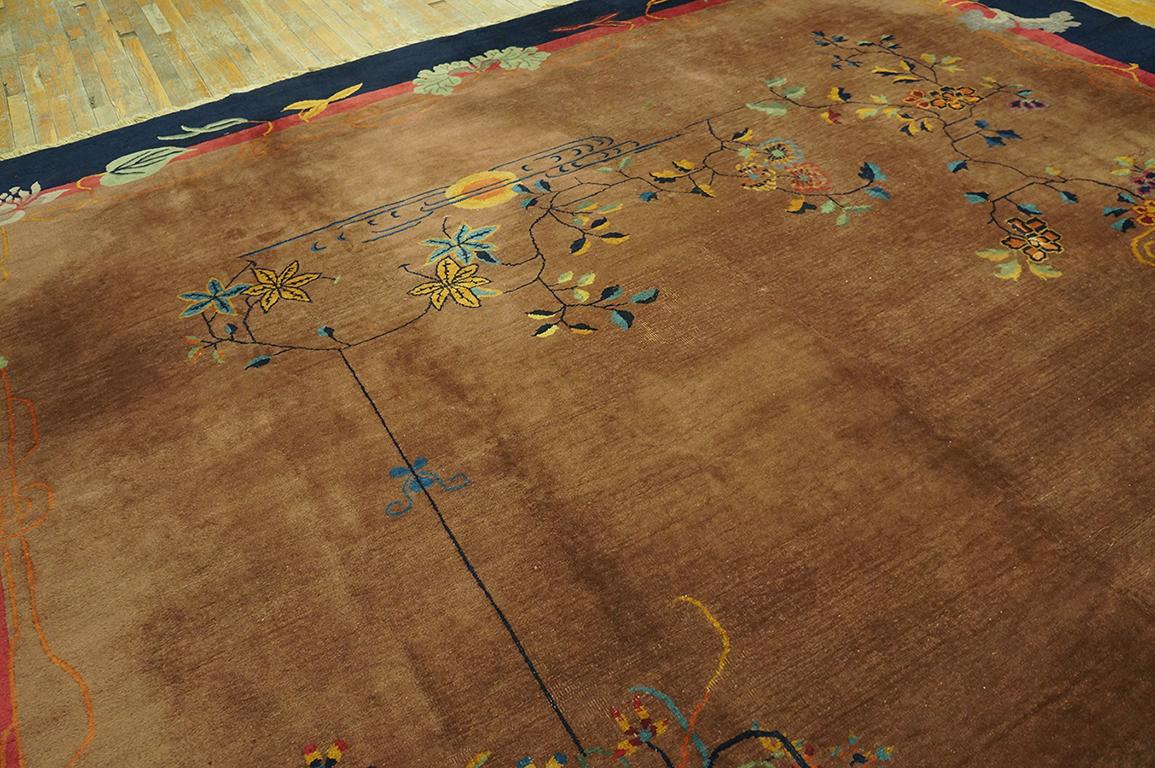 Noué à la main Tapis Art Déco chinois ancien de 2,69 m x 4,44 m en vente