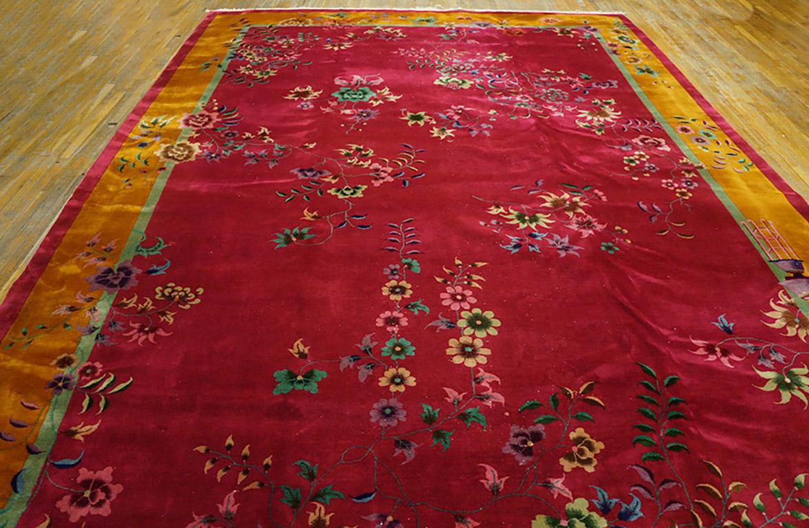 Hand-Knotted 1920s Chinese Art Deco Carpet ( 11'8