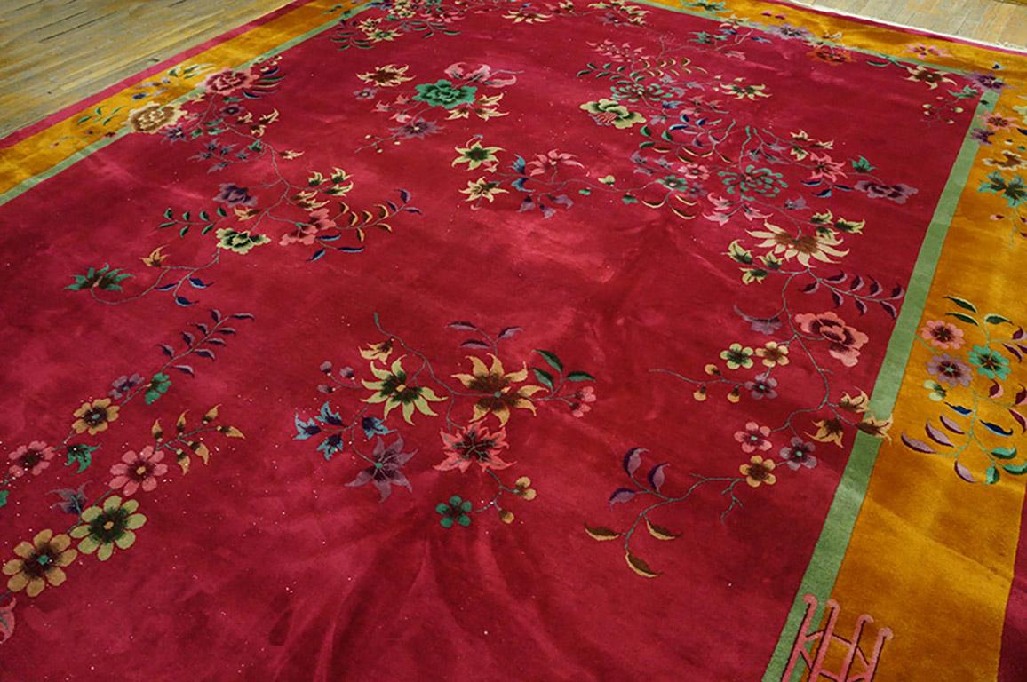 Wool 1920s Chinese Art Deco Carpet ( 11'8