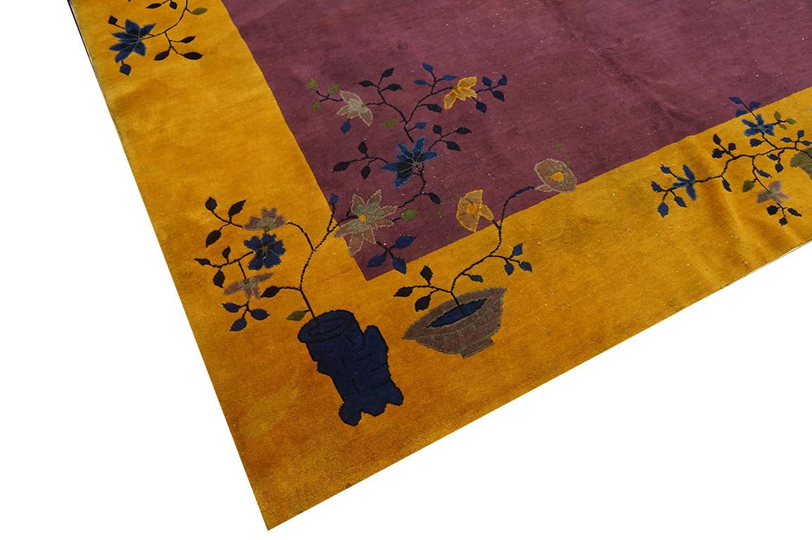 1920er Jahre Chinesischer Art Deco Teppich ( 12' x 17'6'' - 365 x 535 ) im Zustand „Gut“ im Angebot in New York, NY