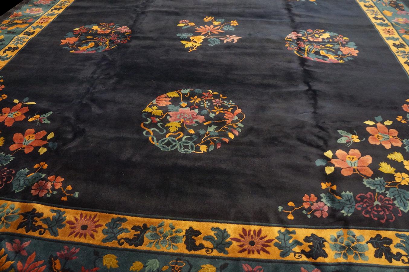 Wool 1920s Chinese Art Deco Carpet (  12'5