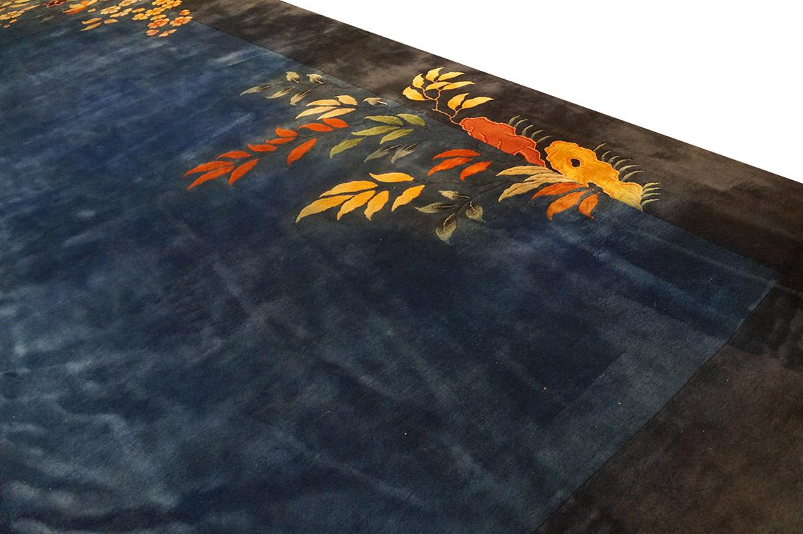 Hand-Knotted 1930s Chinese Art Deco Carpet ( 13'8