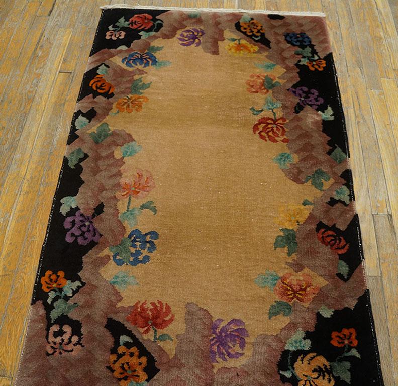 Wool 1920s Chinese Art Deco Rug by Nichols Workshop ( 3' x 4'8'' - 92 x 142 ) For Sale