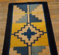 1920s Multi Geometric Antique Chinese Art Deco Rug 2'x3'8'' Knotted Wool Carpet