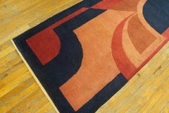 1920s Soft Modernist Antique Chinese Art Deco Rug 2'10''x5'9'' Woven Wool Carpet