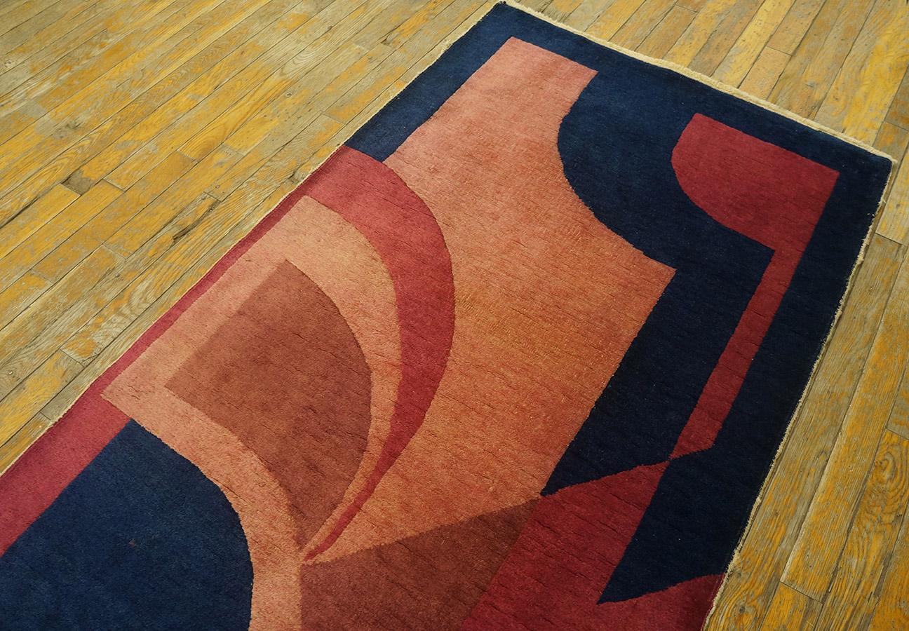 1920s Chinese Art Deco Carpet with Modernist Design (2'10'' x 5'9'' - 86 x 175) For Sale 4