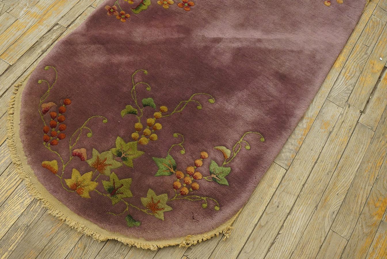 Alfombra china oval Art Déco de los años 20 ( 2' 6'' x 4' 8'' - 76 x 142 cm ) Lana en venta
