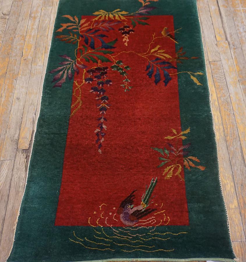 Hand-Knotted 1920s Chinese Art Deco Rug ( 2'6