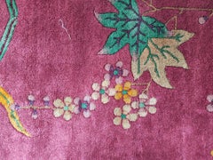 1920s Fabulous Purple with Special Florid Design Antique Chinese Art Deco Rug