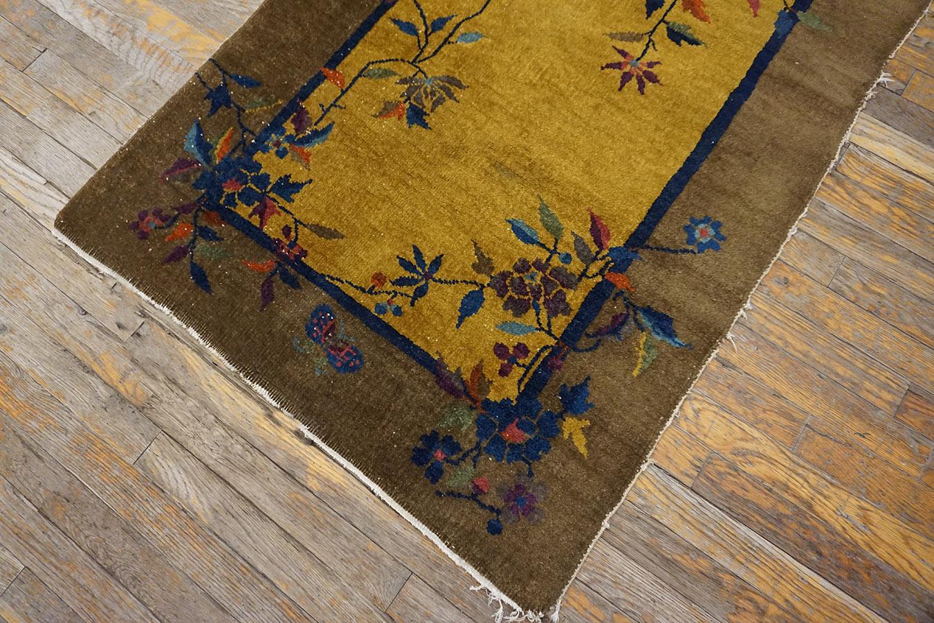 Alfombra Art Decó china de los años 20 ( 3'  x 5' 10'' - 92 x 178 cm ) principios del siglo XX en venta