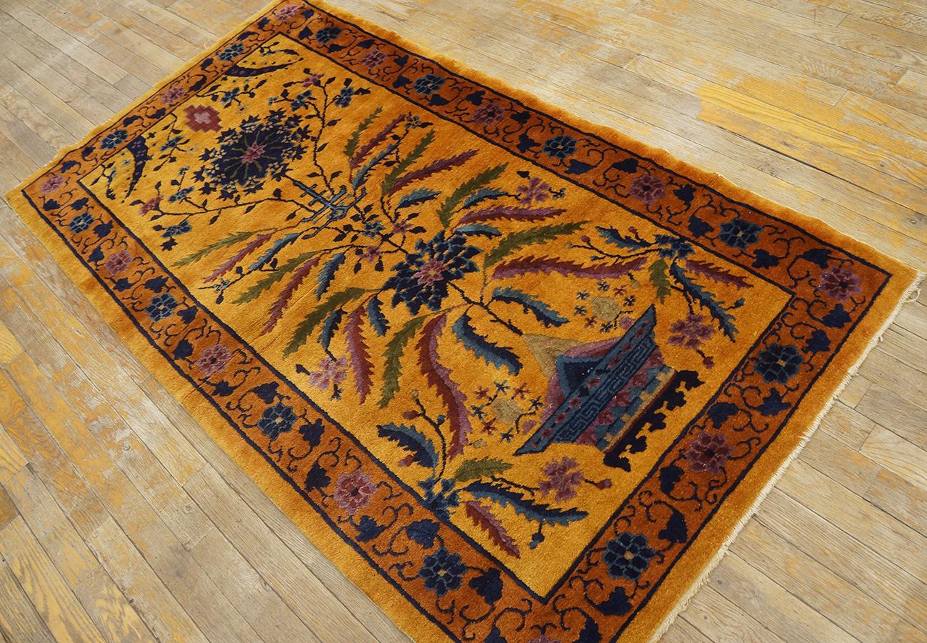 Wool 1920s Chinese Art Deco Carpet ( 3'' x 5'6'' - 92 x 167 ) For Sale