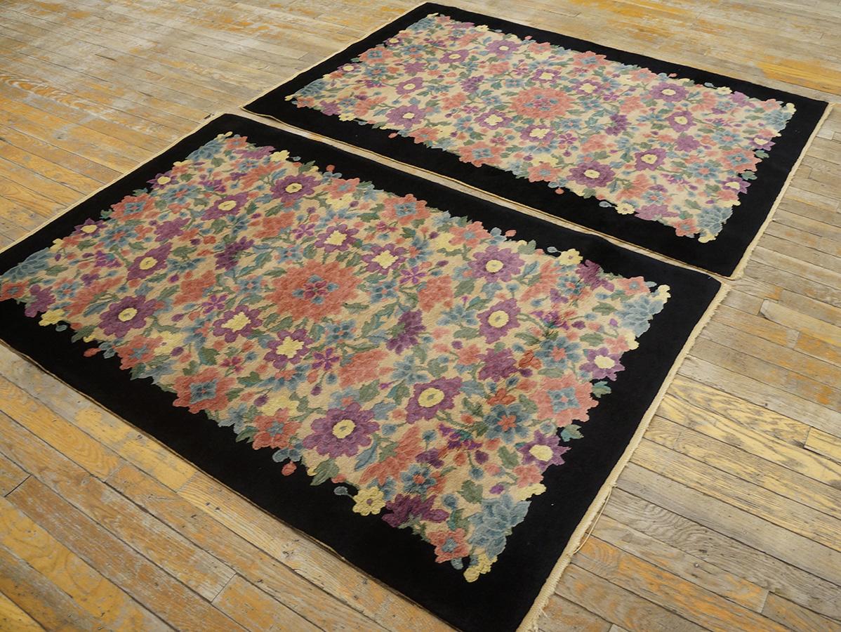 Early 20th Century 1920s Pair of Chinese Art Deco Rugs by Fette-Li ( 3' x 4'10