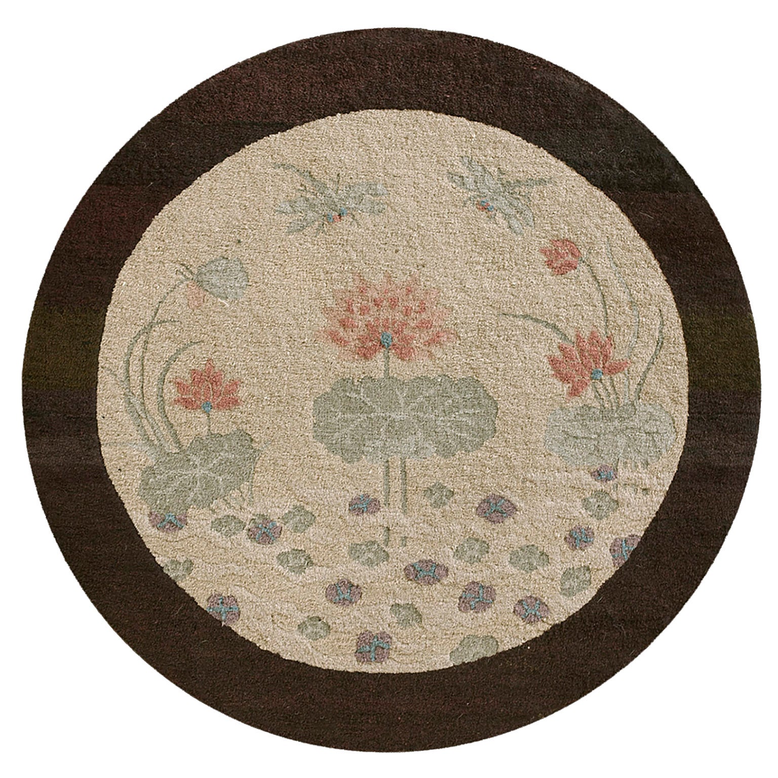 Art Decó chino redondo de los años 20  Alfombra (  3' x 3' - 92 x 92 cm ) en venta