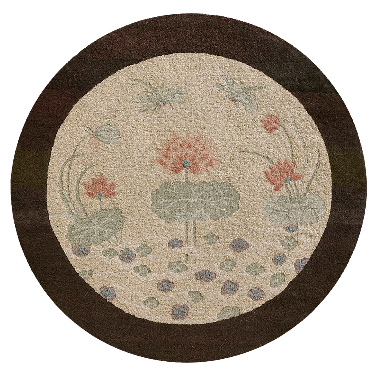 1920s Round Chinese Art Deco  Carpet (  3' x 3' - 92 x 92 cm )